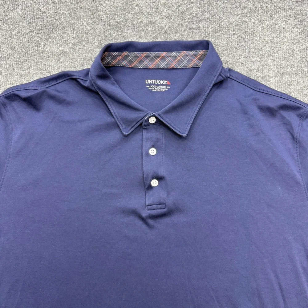 UNTUCKit Mens Damaschino Long Sleeve Polo Shirt Navy Blue 3XL XXXL 40990